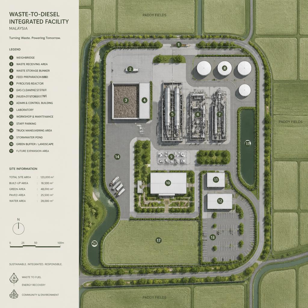 Site plan for the proposed Jabi, Kedah waste-to-diesel facility